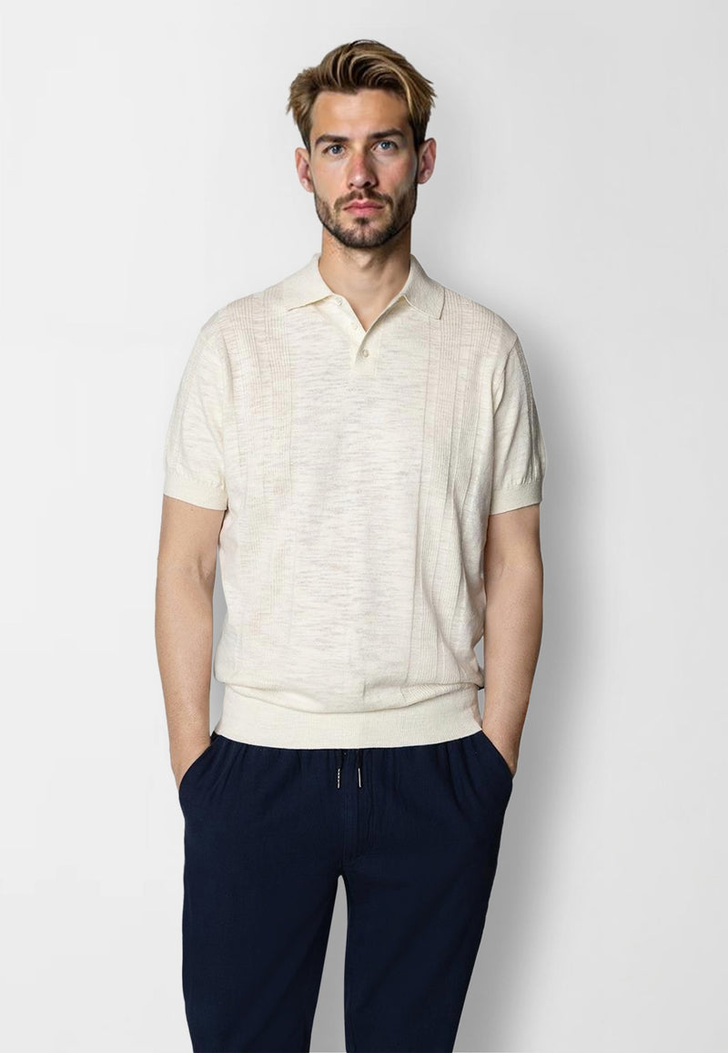 Clean Cut Copenhagen Jonas knitted polo Polos Ecru