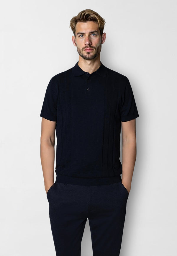 Clean Cut Copenhagen Jonas knitted polo Polos Navy