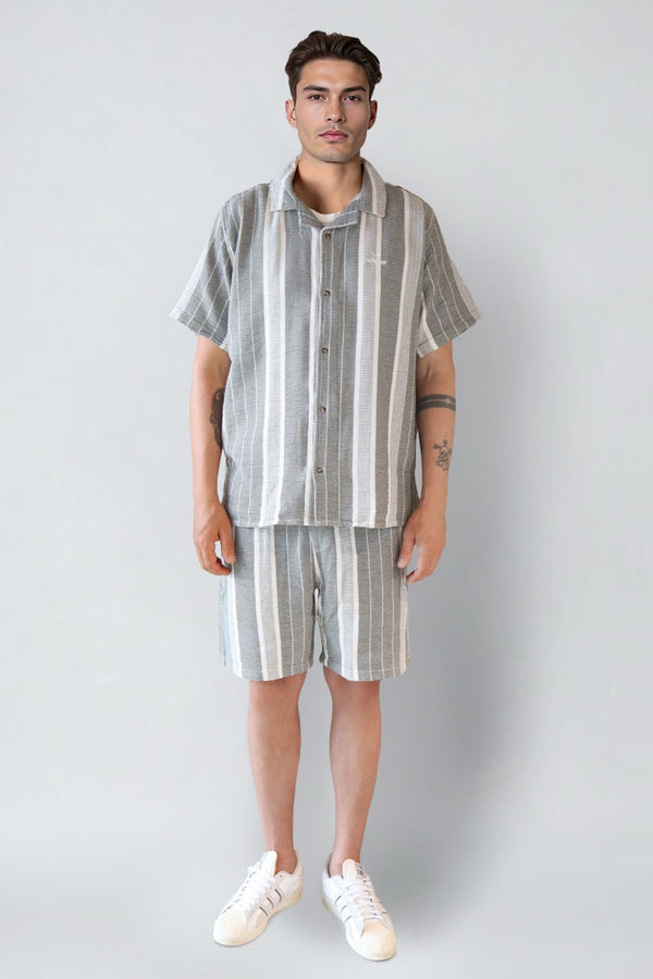 Fat Moose Leo shirt Shirts S/S Dusty Green/Off White striped