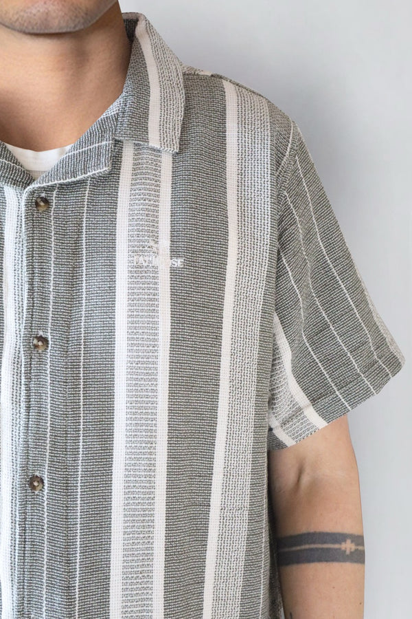 Fat Moose Leo shirt Shirts S/S Dusty Green/Off White striped
