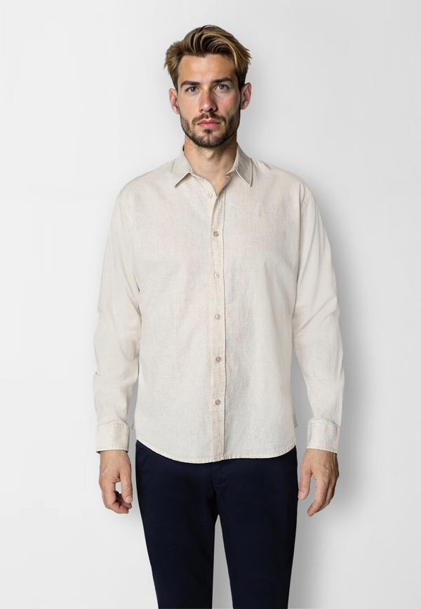 Clean Cut Copenhagen Luca cotton/linen L/S shirt Shirts L/S Light beige