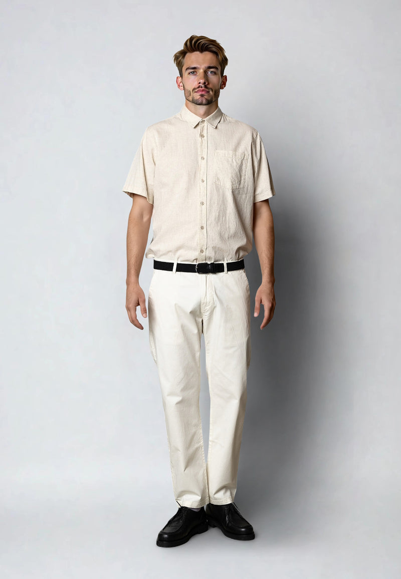 Clean Cut Copenhagen Luca cotton/linen S/S shirt Shirts S/S Light beige
