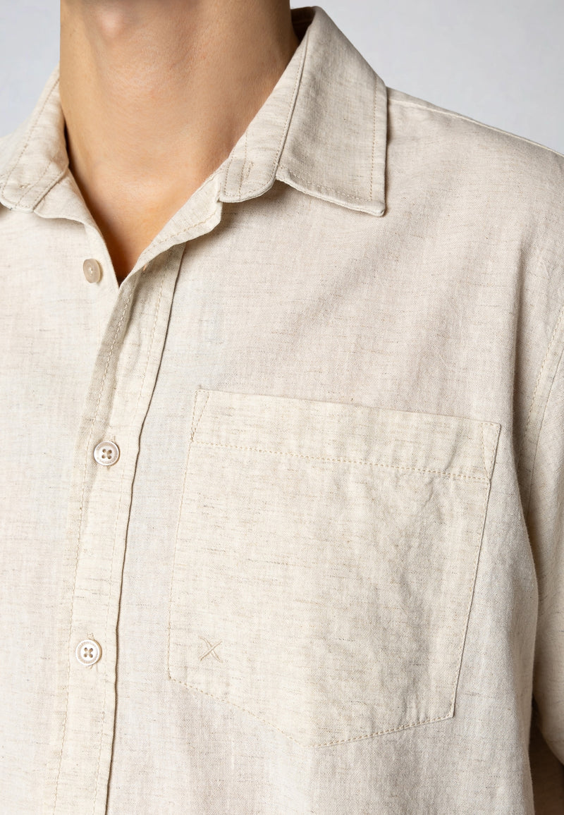 Clean Cut Copenhagen Luca cotton/linen S/S shirt Shirts S/S Light beige