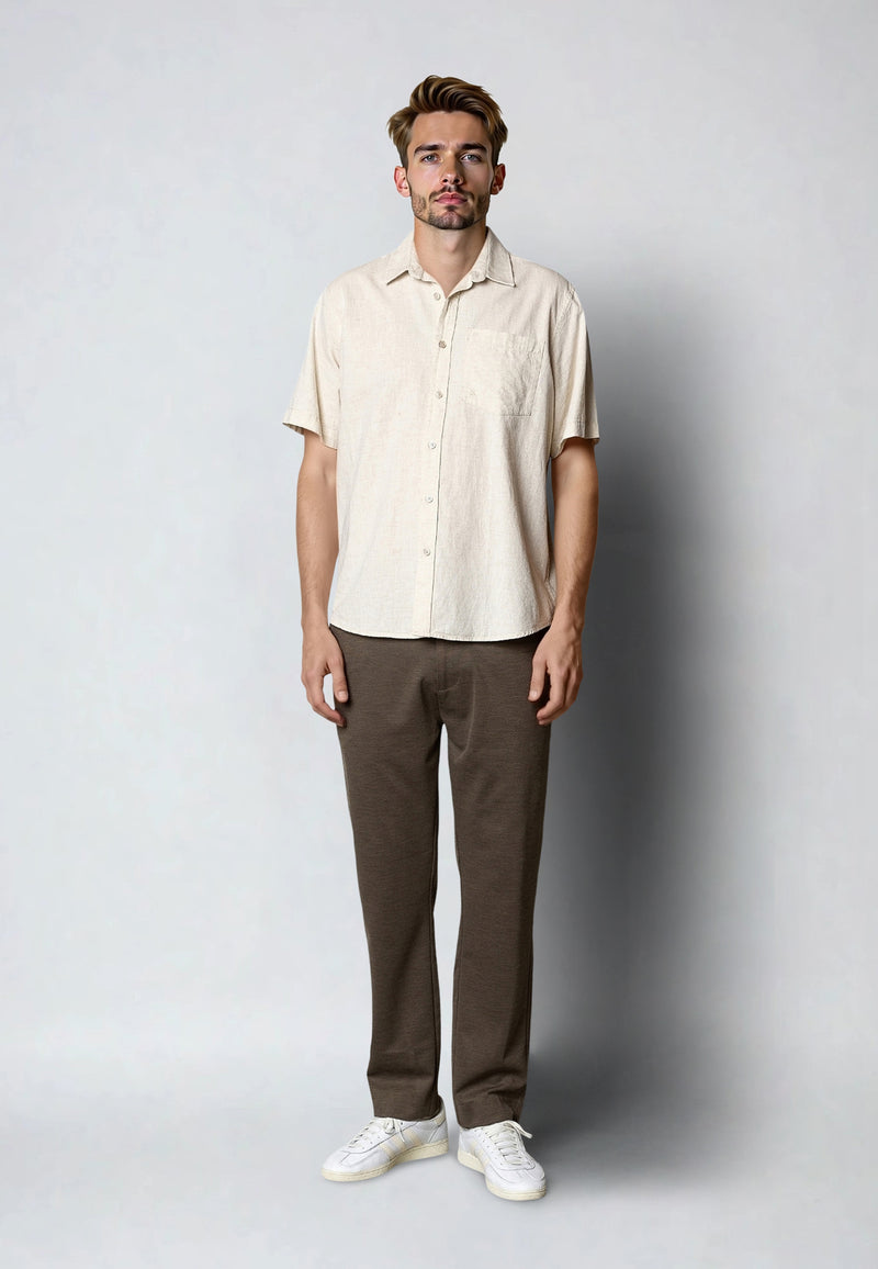 Clean Cut Copenhagen Luca cotton/linen S/S shirt Shirts S/S Light beige