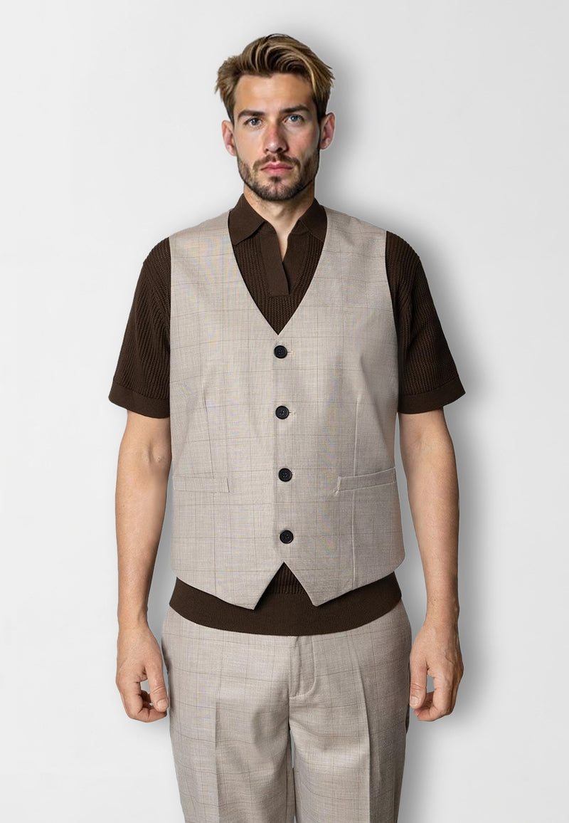 Clean Cut Copenhagen Mateo vest Vest Brown check melange