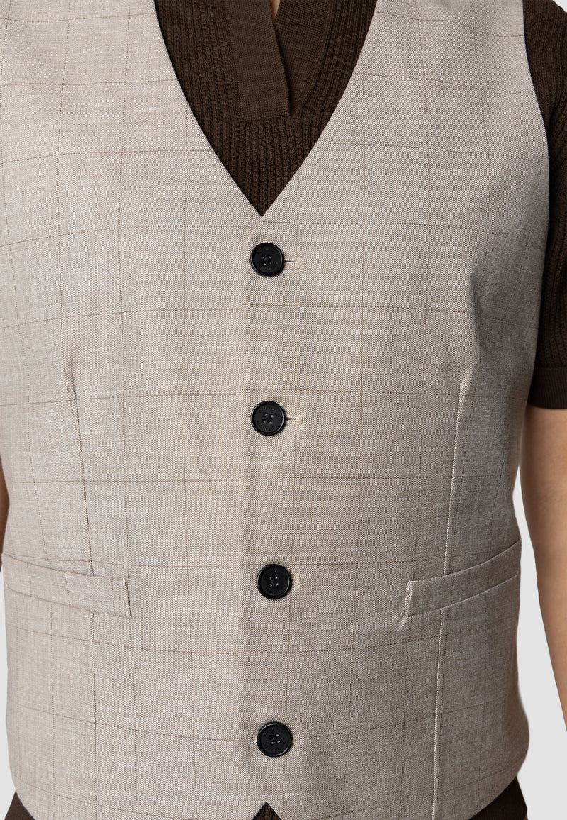 Clean Cut Copenhagen Mateo vest Vest Brown check melange