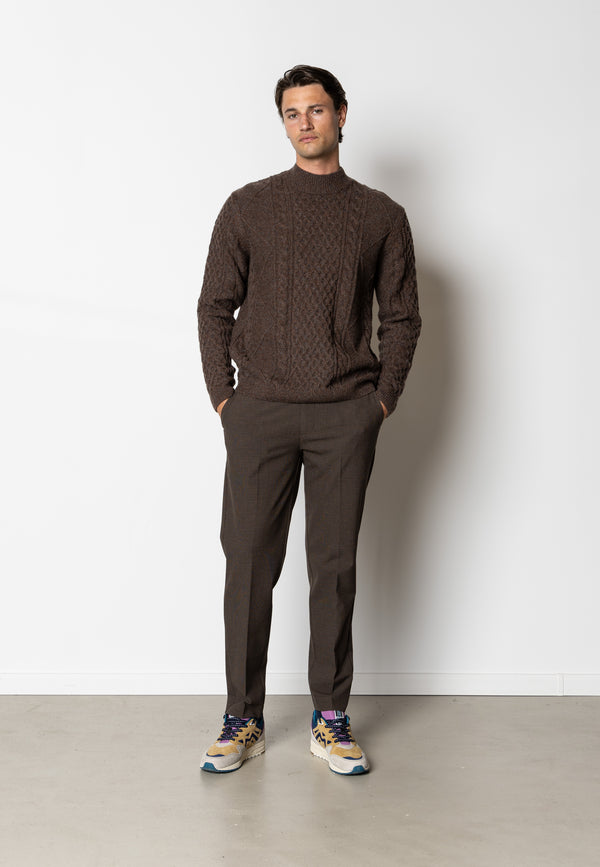 Clean Cut Copenhagen Morgan wool 'fisherman' jumper Knit Dark Brown Melange