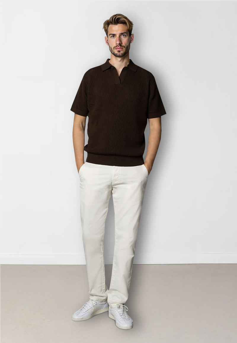 Clean Cut Copenhagen Oliver knitted polo Polos Dark Brown