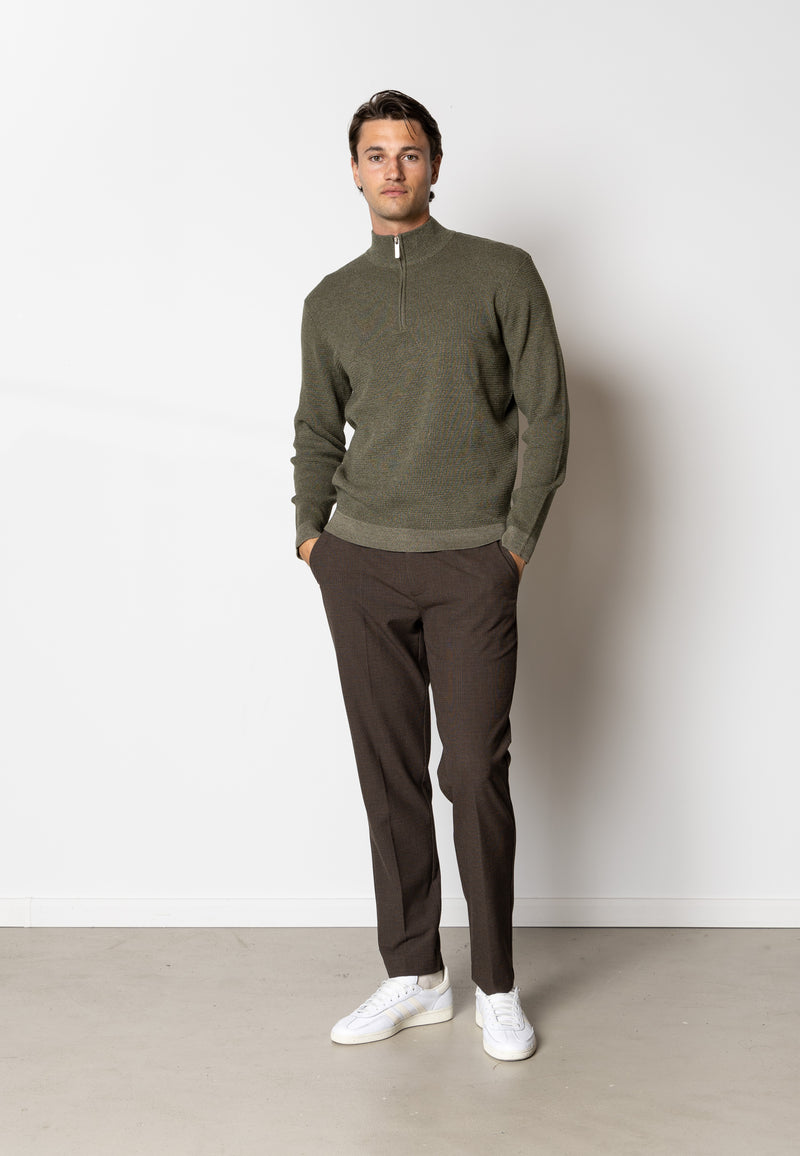 Clean Cut Copenhagen Oscar half zip knitted jumper Knit Army Melange