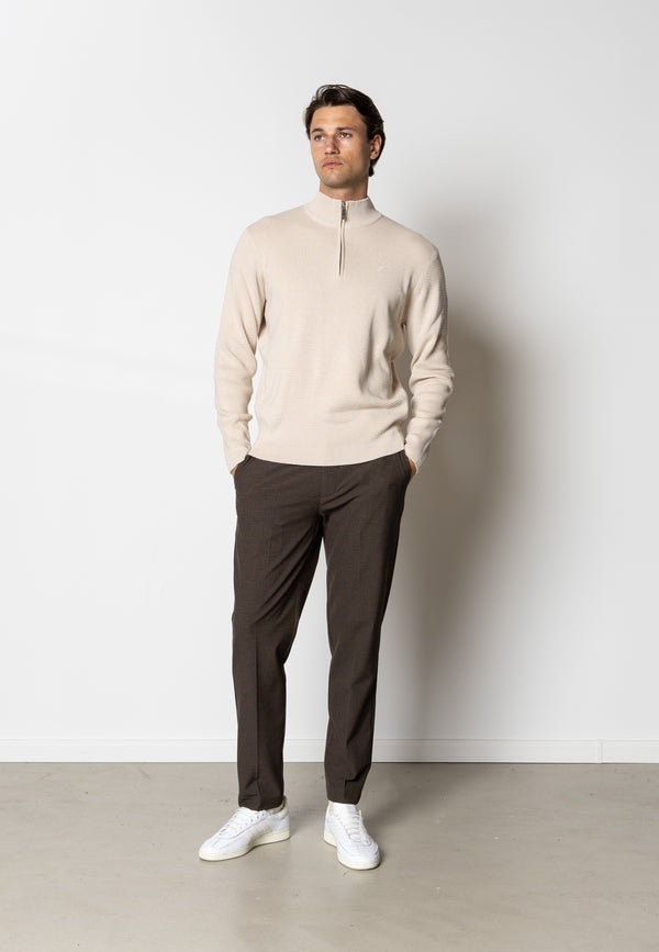 Clean Cut Copenhagen Oscar half zip knitted jumper Knit Ecru Melange