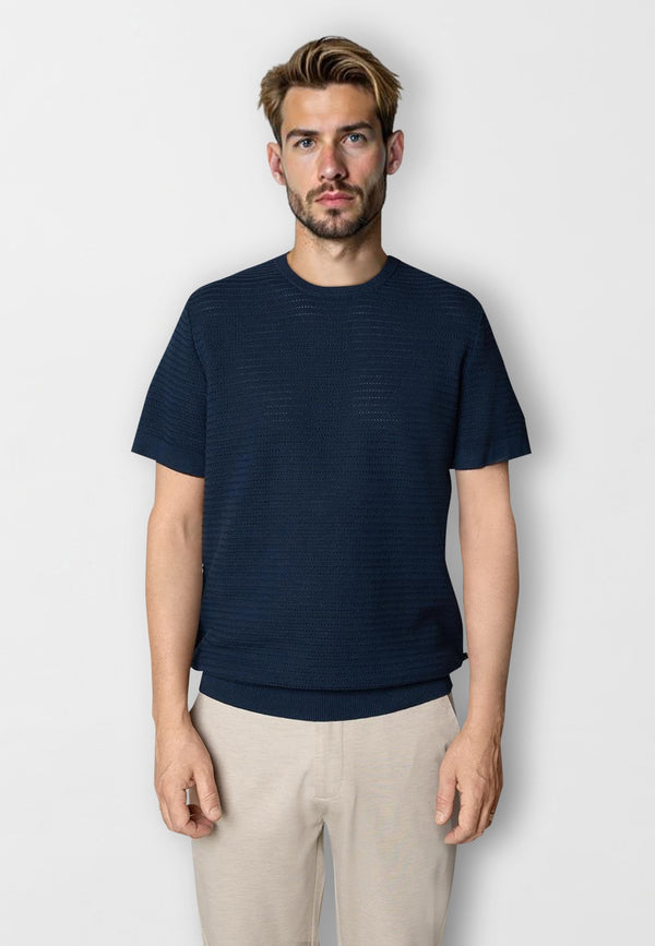 Clean Cut Copenhagen Owen knitted t-shirt T-shirts S/S Navy