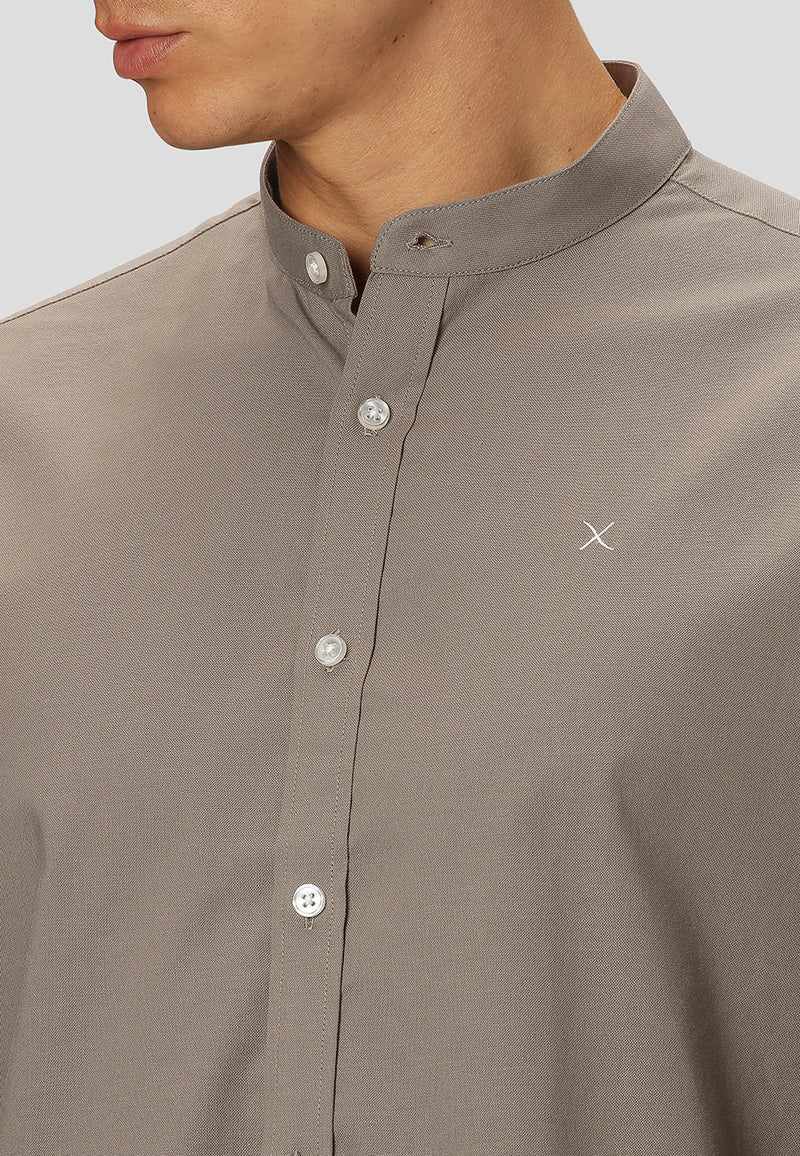 Clean Cut Copenhagen Oxford mandarin collar stretch shirt Shirts L/S Dusty Green
