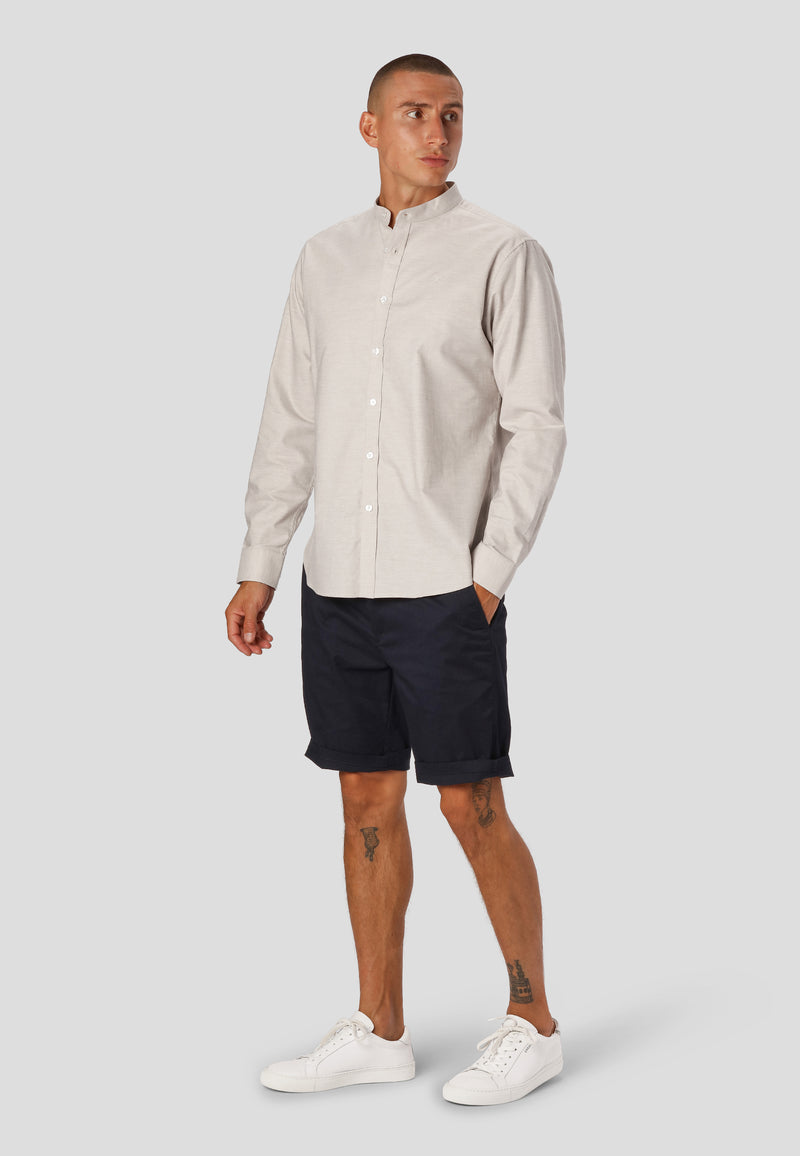 Clean Cut Copenhagen Oxford mandarin collar stretch shirt Shirts L/S Sand Melange