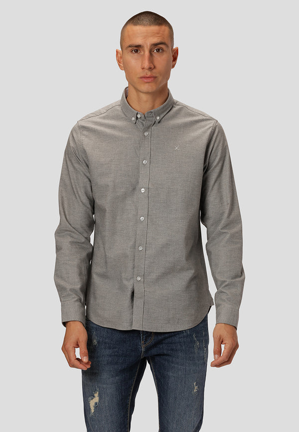 Clean Cut Copenhagen Oxford stretch shirt Shirts L/S Light Grey Melange