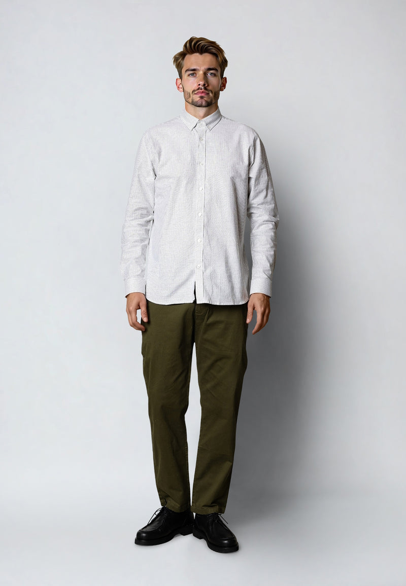 Clean Cut Copenhagen Oxford striped stretch shirt Shirts L/S Dusty green striped