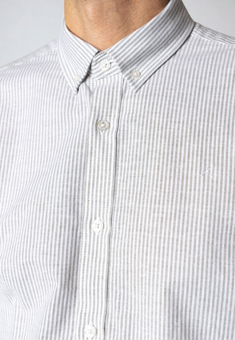 Clean Cut Copenhagen Oxford striped stretch shirt Shirts L/S Dusty green striped