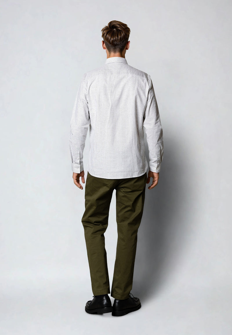Clean Cut Copenhagen Oxford striped stretch shirt Shirts L/S Dusty green striped
