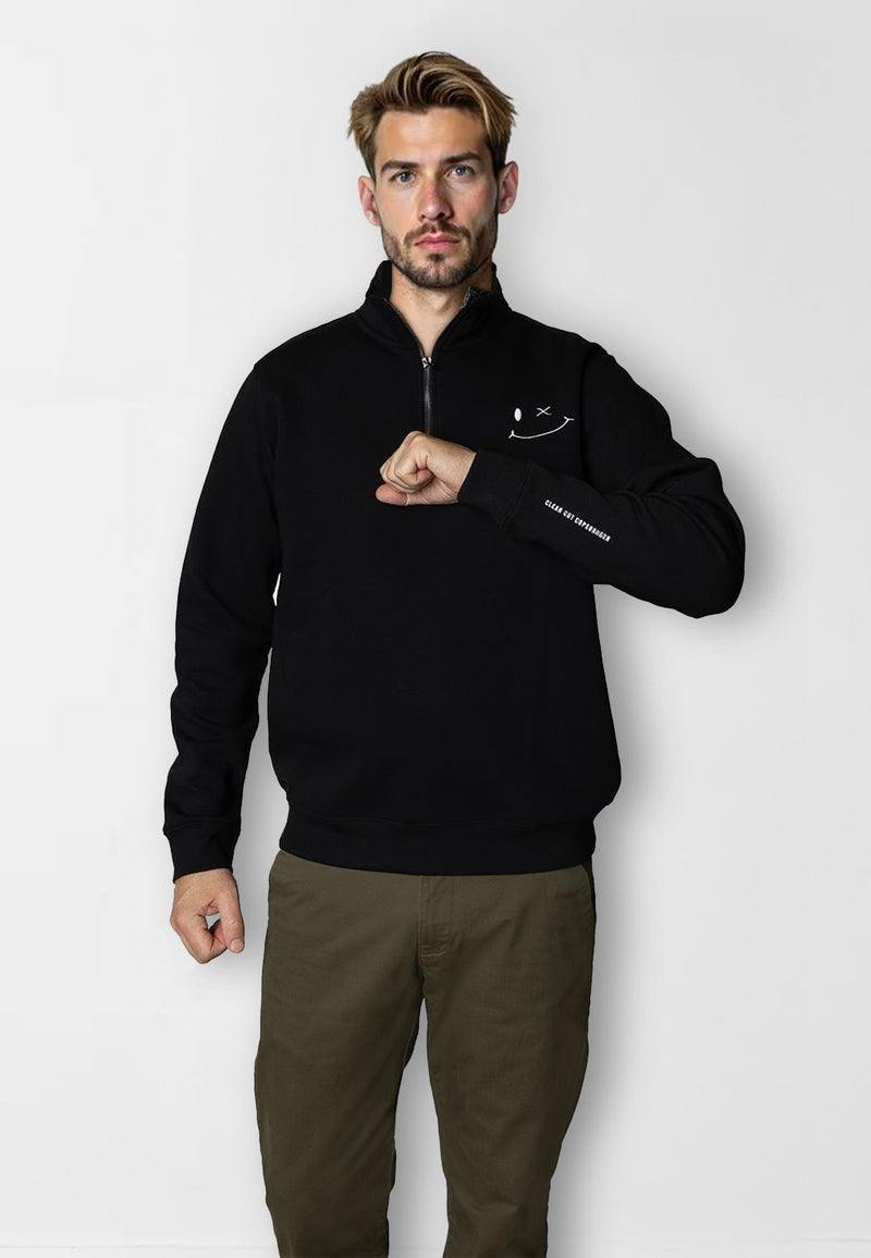 Clean Cut Copenhagen Patrick half-zip sweater Sweatshirts Black