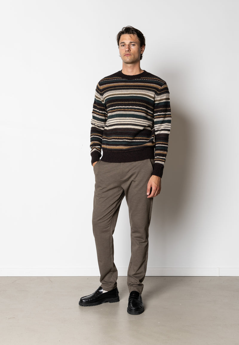 Clean Cut Copenhagen Phillip wool knitted jumper Knit Deep Green/Ecru Stripe