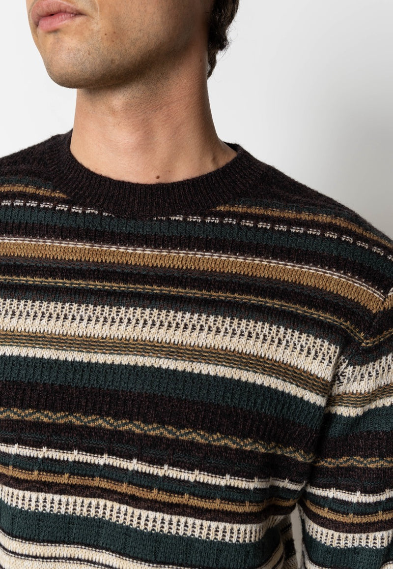 Clean Cut Copenhagen Phillip wool knitted jumper Knit Deep Green/Ecru Stripe