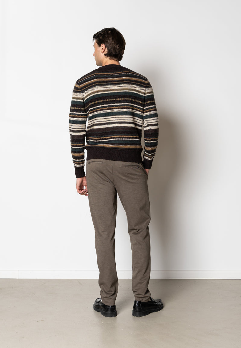 Clean Cut Copenhagen Phillip wool knitted jumper Knit Deep Green/Ecru Stripe