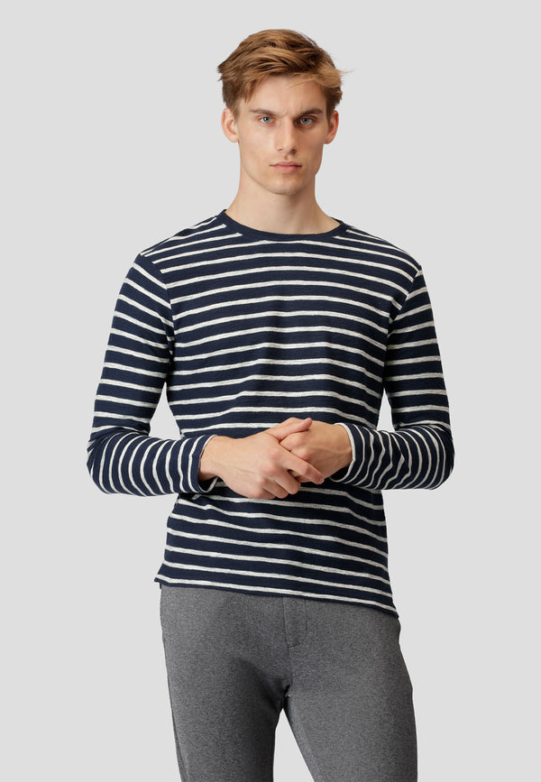 Clean Cut Copenhagen Richard Organic striped t-shirt T-shirts L/S Navy / Ecru