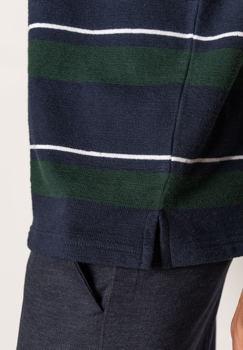 Clean Cut Copenhagen Sigurd cotton t-shirt T-shirts S/S Navy/Deep green Stripe