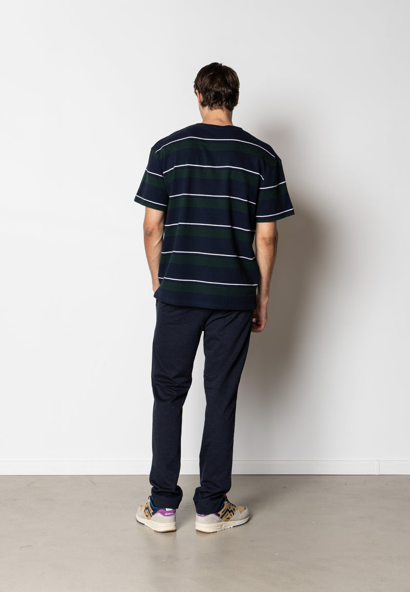 Clean Cut Copenhagen Sigurd cotton t-shirt T-shirts S/S Navy/Deep green Stripe