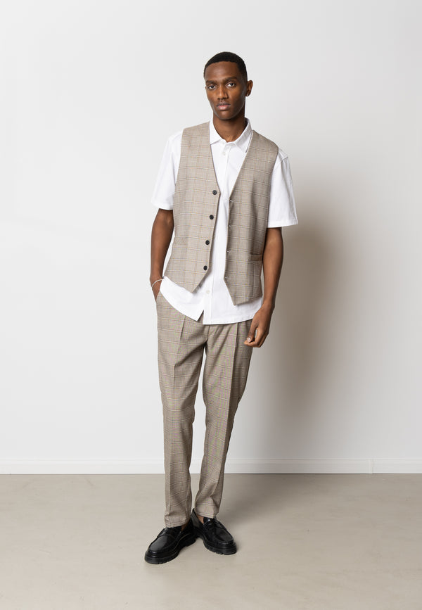 Clean Cut Copenhagen Storm XO waistcoat Vest Brown Check