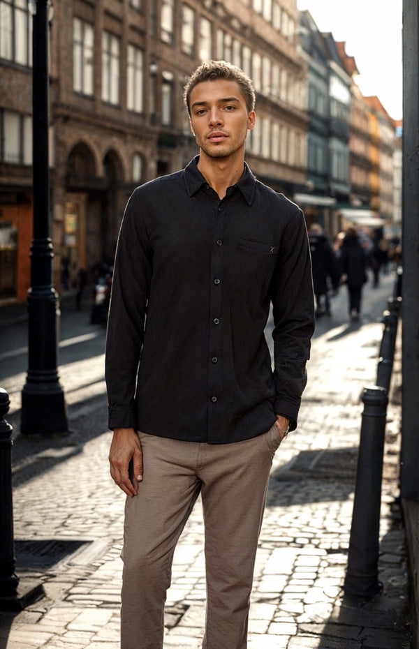 Clean Cut Copenhagen Viggo structured shirt Shirts L/S Black