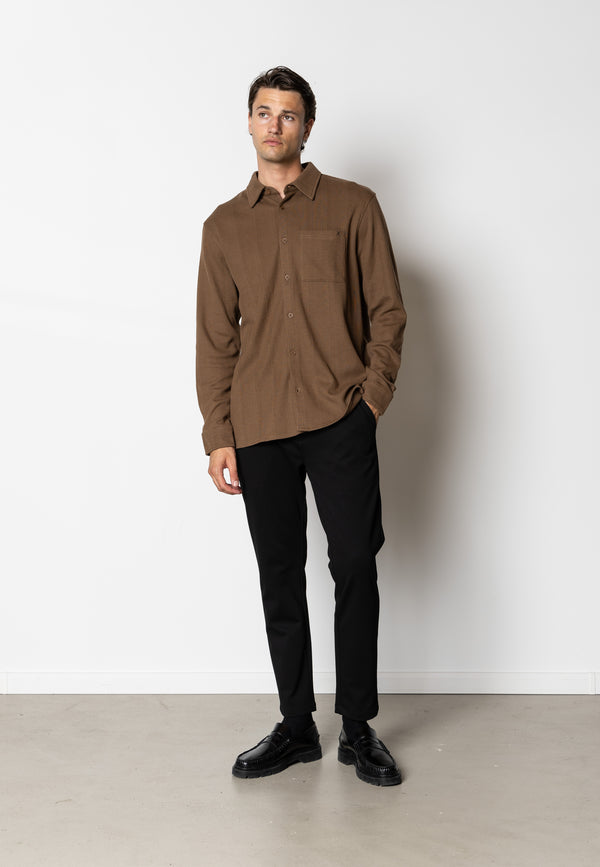 Clean Cut Copenhagen Viggo structured shirt Shirts L/S Brown