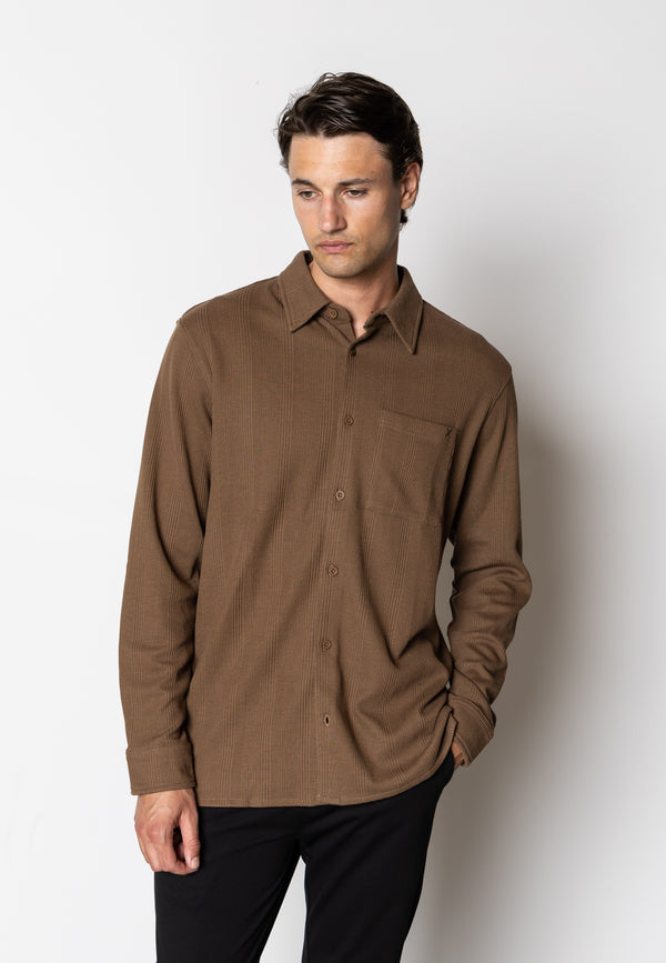 Clean Cut Copenhagen Viggo structured shirt Shirts L/S Brown