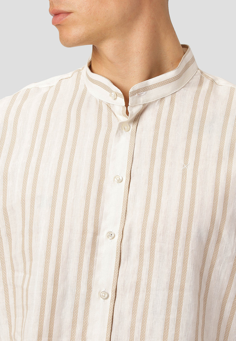 Clean Cut Copenhagen Volin Mao Cotton/linen shirt Shirts L/S Ecru