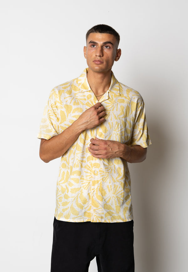 Fat Moose ZANE SUMMER SHIRT Shirts S/S Multi Warm Yellow/Ecru