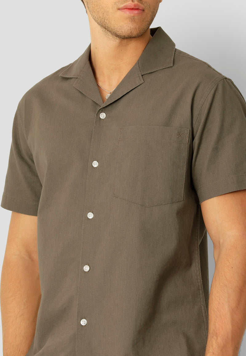 Clean Cut Copenhagen Bowling cotton/linen S/S shirt Shirts S/S Dusty Green