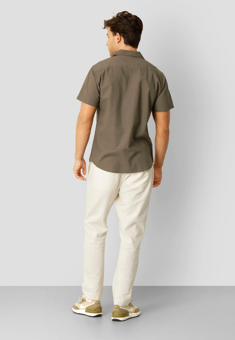 Clean Cut Copenhagen Bowling cotton/linen S/S shirt Shirts S/S Dusty Green