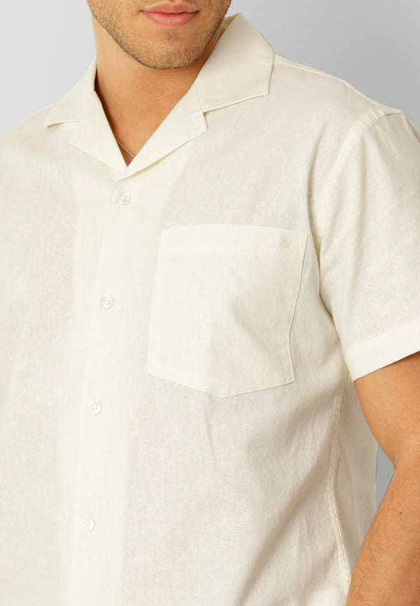 Clean Cut Copenhagen Bowling cotton/linen S/S shirt Shirts S/S Ecru