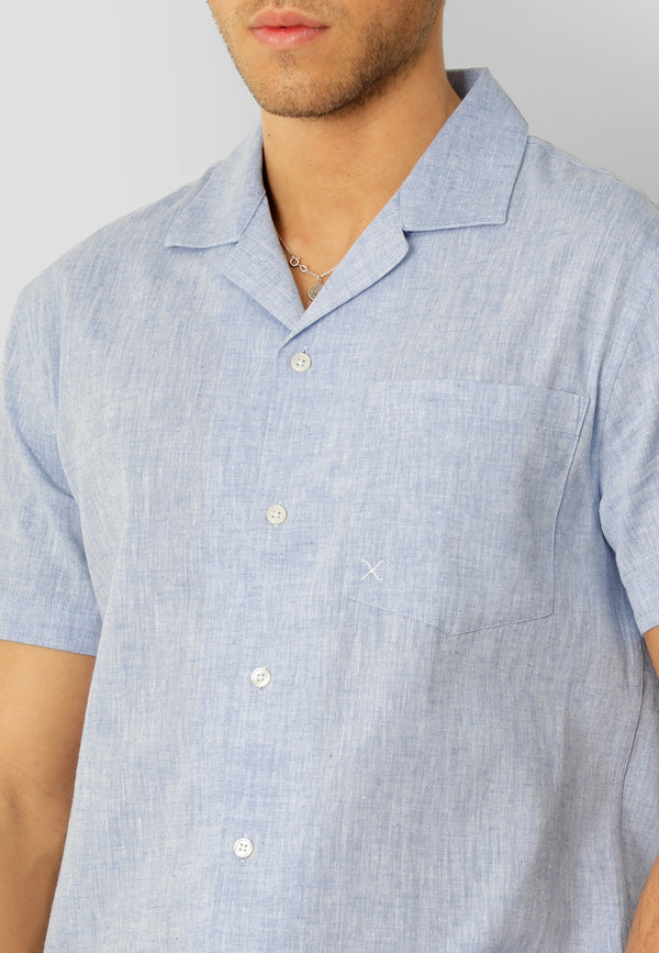 Clean Cut Copenhagen Giles cotton/linen shirt Shirts S/S Blue Melange