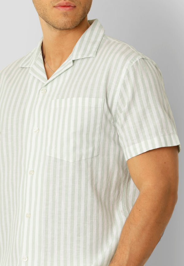 Clean Cut Copenhagen Giles striped S/S shirt Shirts S/S Minty/Ecru