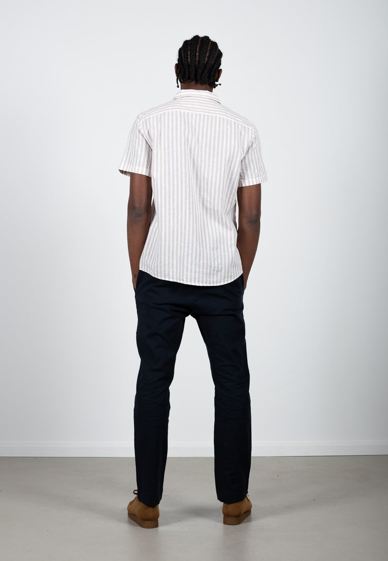 Clean Cut Copenhagen Giles striped S/S shirt Shirts S/S Sand Melange / Ecru