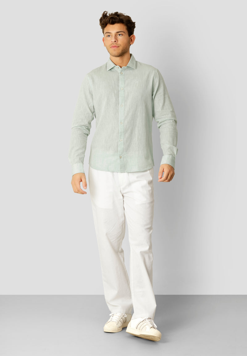 Clean Cut Copenhagen Jamie cotton/linen shirt Shirts L/S Minty Green Melange