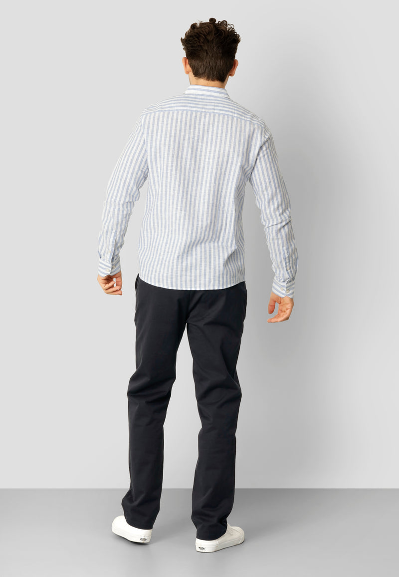 Clean Cut Copenhagen Jamie cotton/linen striped shirt Shirts L/S Blue Melange / Ecru