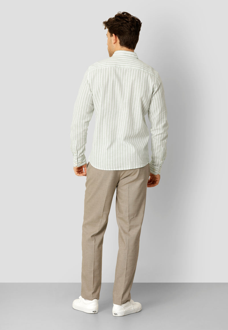 Clean Cut Copenhagen Jamie cotton/linen striped shirt Shirts L/S Minty/Ecru