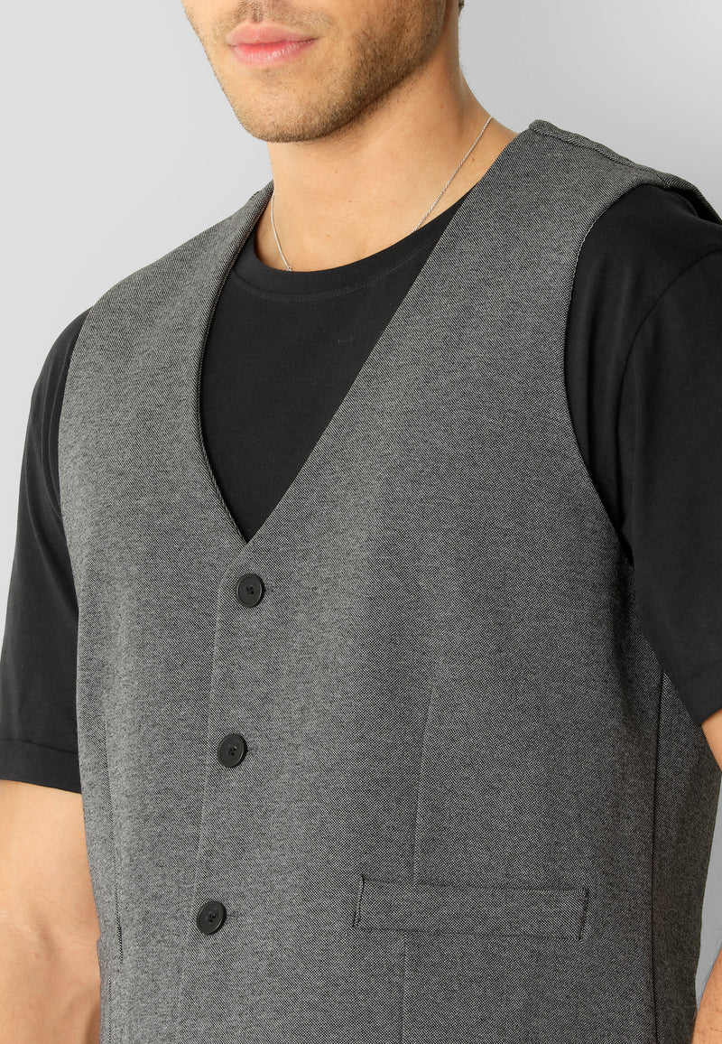 Clean Cut Copenhagen Milano jersey waistcoat Vest Dark Grey Mix