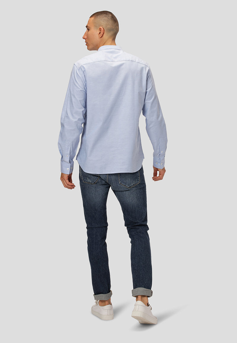 Clean Cut Copenhagen Oxford mandarin collar stretch shirt Shirts L/S Light Blue