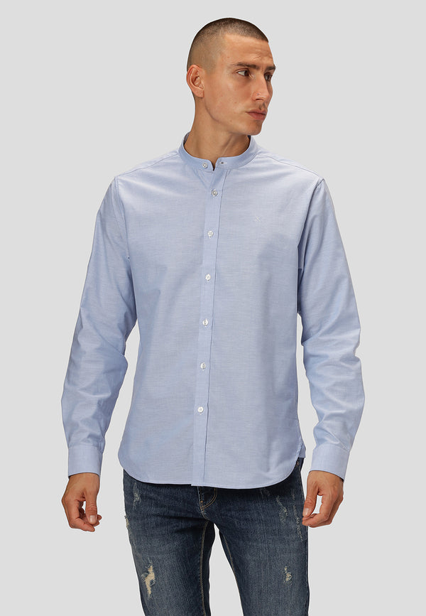 Clean Cut Copenhagen Oxford mandarin collar stretch shirt Shirts L/S Light Blue
