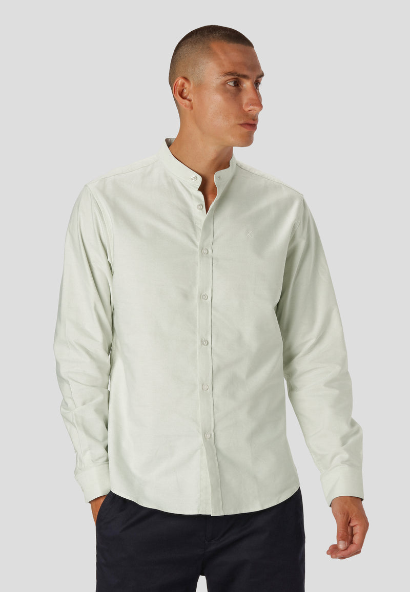 Clean Cut Copenhagen Oxford mandarin collar stretch shirt Shirts L/S Pale Green Mel